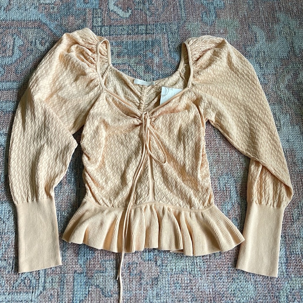 Ulla Johnson Leland Peplum Top in Honey Peach - Picture 4 of 8